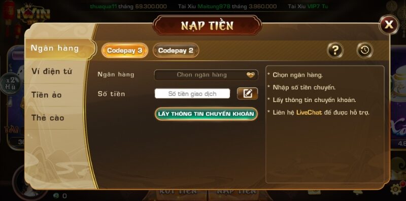 nạp tiền Iwin
