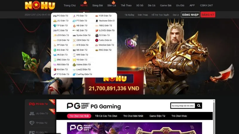 Đa dạng các sảnh game nổ hũ chất lượng hợp tác với Nohu90