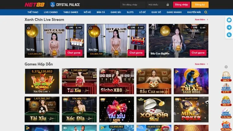 Nhà cái Net88 chuyên các loại game casino hấp dẫn